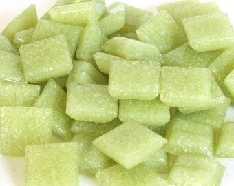 Apple Green Vitreous Glass Mosaic Tile Pieces - 100 Tiles  3/8 inch - Mixed Media Art and Craft Supplies