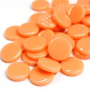 Apricot Orange 18 mm Recycled Glossy Round Glass Mosaic Tile Pieces -  25 tiles - 4 mm thick - Mosaic Supplies - Mixed Media Art