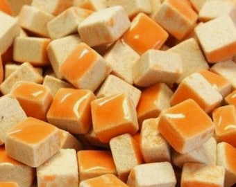 5 mm Orange Ceramic Mosaic Tiles - Tiny Tiles - 1 ounce bag - approximately 200 +/- tiles - Mixed Media, Crafting Art Supplies