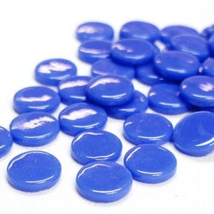 Medium Blue 18 mm Recycled Glossy Round Glass Mosaic Tile Pieces -  25 tiles - 4 mm thick - Mosaic Supplies - Mixed Media Art