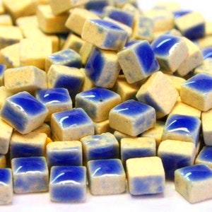 5 mm Electric Blue Ceramic Mosaic Tiles - Micro Tiny Tiles - 1 ounce bag - approximately 190 -200 tiles - Mixed Media, Crafting Art Supplies