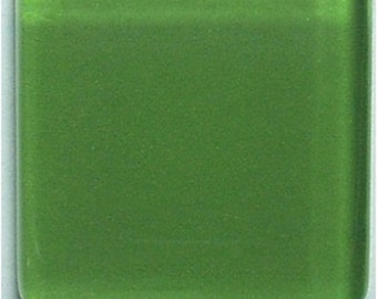 Medium Green Glass Mosaic Tile Pieces - 50 Tiles - 3/8 inch - Mixed Media Art and Craft Supplies