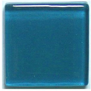 May include: A square, teal blue glass tile.