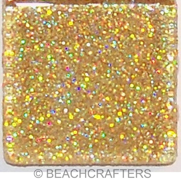 3/8 inch 50 Tiles RAINBOW GOLD Glitter Glass Mosaic Tile Pieces - Mixed Media Art and Craft Supplies