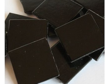 Black Vitreous Glass Mosaic Tile Pieces - 25 Tiles - 3/4 inch - Mixed Media Art and Craft Supplies