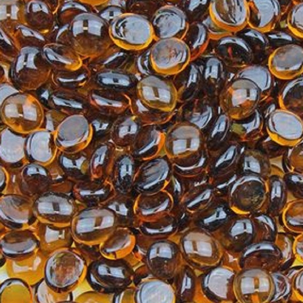 25 count 1/2 inch Amber Brown Colored Crystal Glass Gems Mosaic Tile Pieces - Flat Bottom/Rounded Top - Mosaic Supplies - Mixed Media Art