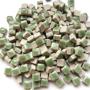 5 mm Jade Green Ceramic Mosaic Tiles - Micro Tiny Tiles - 1 ounce bag - approximately 200 +/- tiles - Mixed Media, Crafting Art Supply