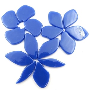 May include: A set of blue glass flower petals, ideal for mosaic art projects.