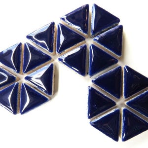 50 tiles - Dark Blue - 15 mm Triangles Ceramic Mosaic Tile Pieces - Glossy - Tiny Tiles - Mosaic Supplies -  Mixed Media Art