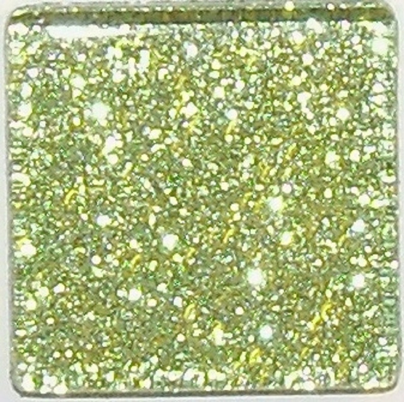 50 3/8 inch LIME GREEN Glitter Glass Mosaic Tiles Etsy
