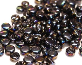 Pearlized Black Opal 8 mm Round Recycled Glass Mosaic Tile Pieces - 50 Tiles  - 4 mm thick - Art and Craft Mosaic Supplies - Mixed Media Art