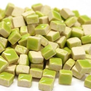 5 mm Kiwi Green Ceramic Mosaic Tiles - Micro Tiny Tiles - 1 ounce bag - approximately 200 +/- tiles - Mixed Media, Crafting Art Supply