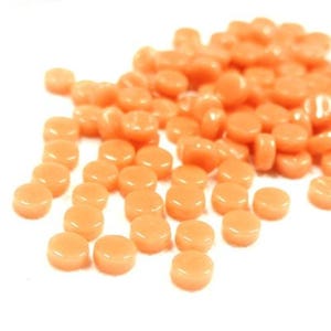 Apricot Orange 8 mm Round Recycled Glass Mosaic Tile Pieces - 50 Tiles - 4 mm thick - Art and Craft Mosaic Supplies - Mixed Media Art