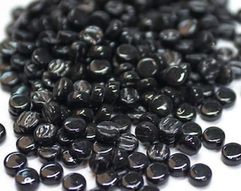 Black Opal 8 mm Round Recycled Glass Mosaic Tile Pieces - 50 Tiles - 4 mm thick - Art and Craft Mosaic Supplies - Mixed Media Art