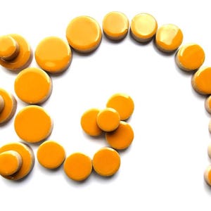 Light Orange Round Ceramic Mosaic Tile Pieces - 25 Tiles - Mixed Sizes -  Mosaic Supplies -  Mixed Media Art