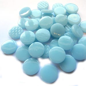 Aqua Blue 18 mm Recycled Glossy Round Glass Mosaic Tile Pieces - 25 tiles - 4 mm thick - Mosaic Supplies - Mixed Media Art