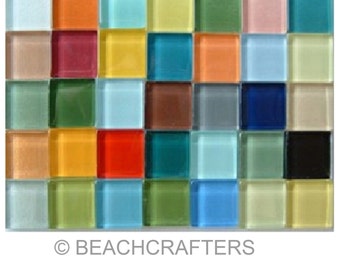3/8 inch 100 Tiles MIXED COLORS CRYSTAL Glass Mosaic Tile Pieces - Art and Craft Mosaic Supplies - Mixed Media Art