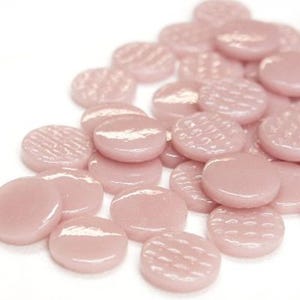 18 mm Rose Pink Recycled Round Glass Mosaic Tile Pieces - 25 tiles - 4 mm thick - Mosaic Supplies - Mixed Media