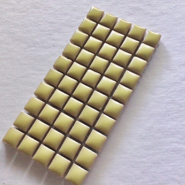 3/8 inch 50 Tiles Yellow Ceramic Mosaic Tiles  - 10 mm - Mixed Media, Crafting and Art Supplies