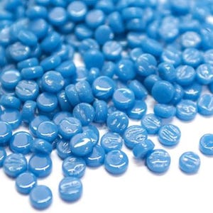 Lake Blue 8 mm Round Recycled Glass Mosaic Tile Pieces - 50 Tiles - 4 mm thick - Art and Craft Mosaic Supplies - Mixed Media Art