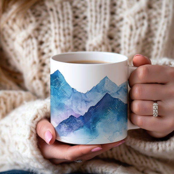 Smokey Mountains Range Mug, Nature Inspired, Outdoor Design, Watercolor Mountain Scene, Dad Giftm, Gift for Nature Lover, Popular Mugs