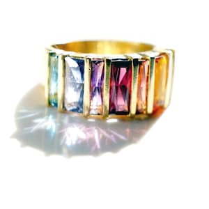 18k Rainbow Mixed Gemstone Ring | RARE FIND| Solid Gold Vintage Estate Jewelry | Signed H. Stern | Rainbow Collection | 1980s| Size 6.5