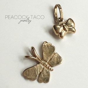 Vintage Butterfly 14k Gold Charm | Solid Gold Estate Jewelry | 1960s Style | Lucky Pendant
