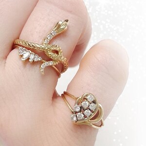 14k Gold Heart Diamond Ring Vintage Estate Jewelry