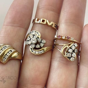 vintage 14k gold and diamond estate rings clean girl aesthetic