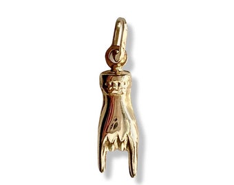 Italian Mano Cornuto Vintage 14k Gold Pendant | Solid Gold Estate Jewelry | Rocker Hands | Good Luck Charms | Protection from Evil Vibes