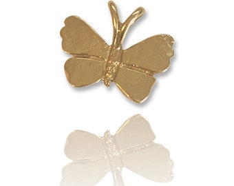 Vintage Buttefly 14k Gold Charm | Solid Gold Estate Jewelry | 1950s Style | Lucky Pendant | Dainty Necklace |