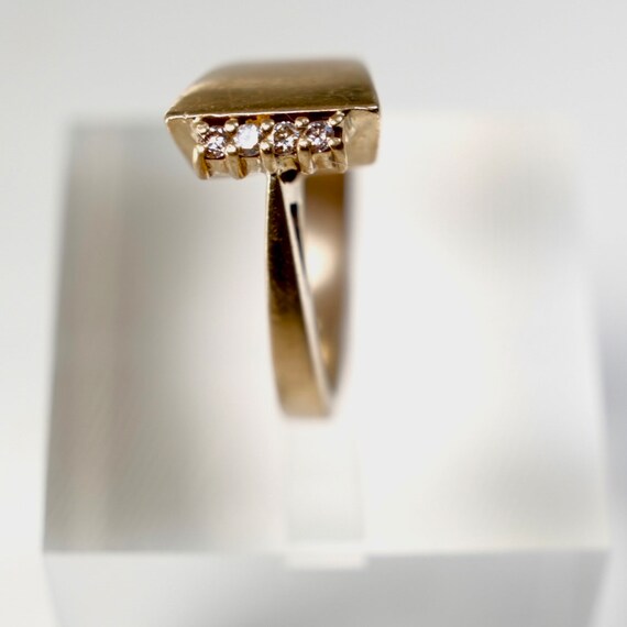 Mod Geometric Diamond Ring | 14k Solid Yellow Gol… - image 4