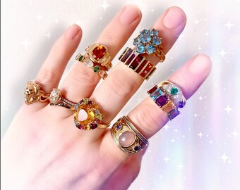 芸能人愛用 18k Rainbow Mixed Gemstone Ring | RARE FIND| Solid Gold その他