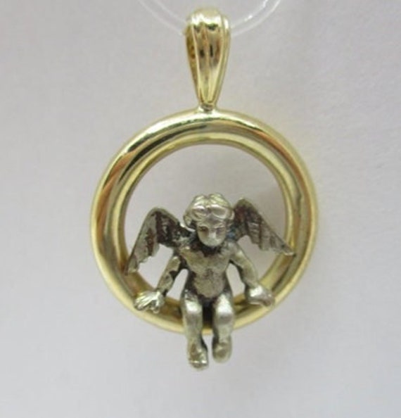 Cherub Charm | 14k Two Tone Gold | Angel Pendant … - image 3