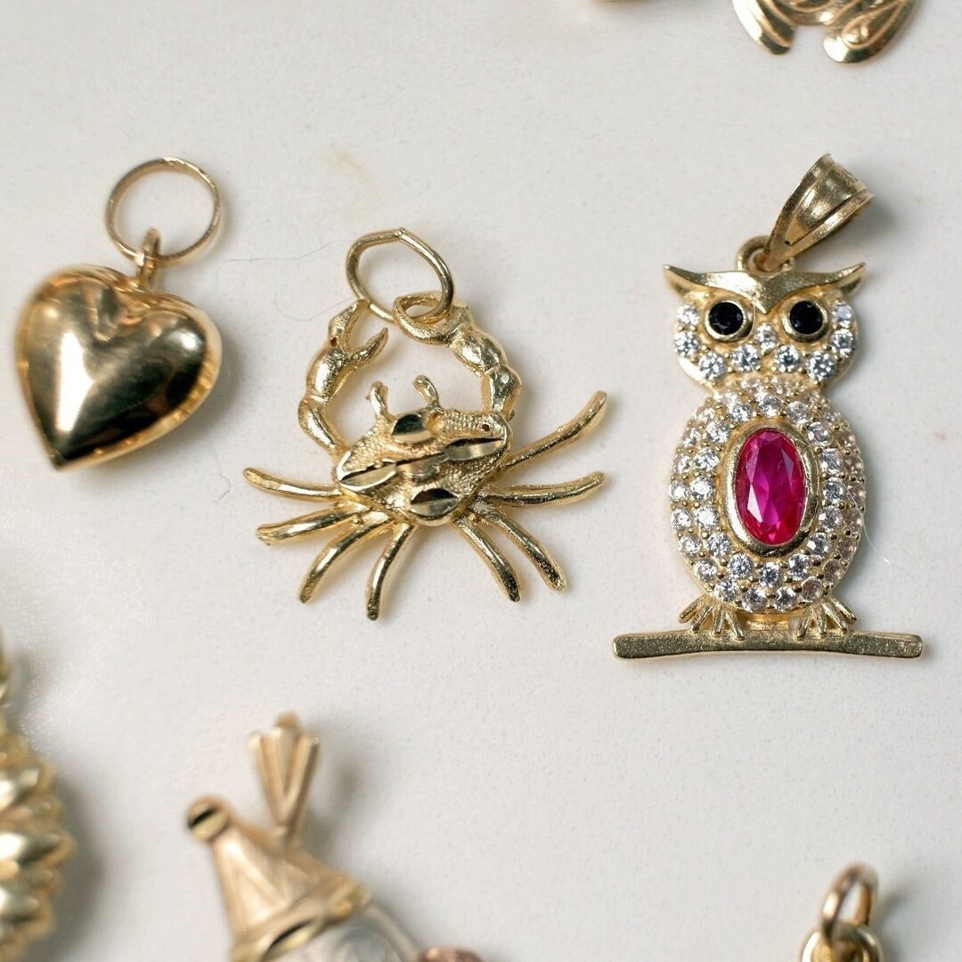 14k Gold Vintage Charms Solid Gold Estate Jewelry 1980s Etsy