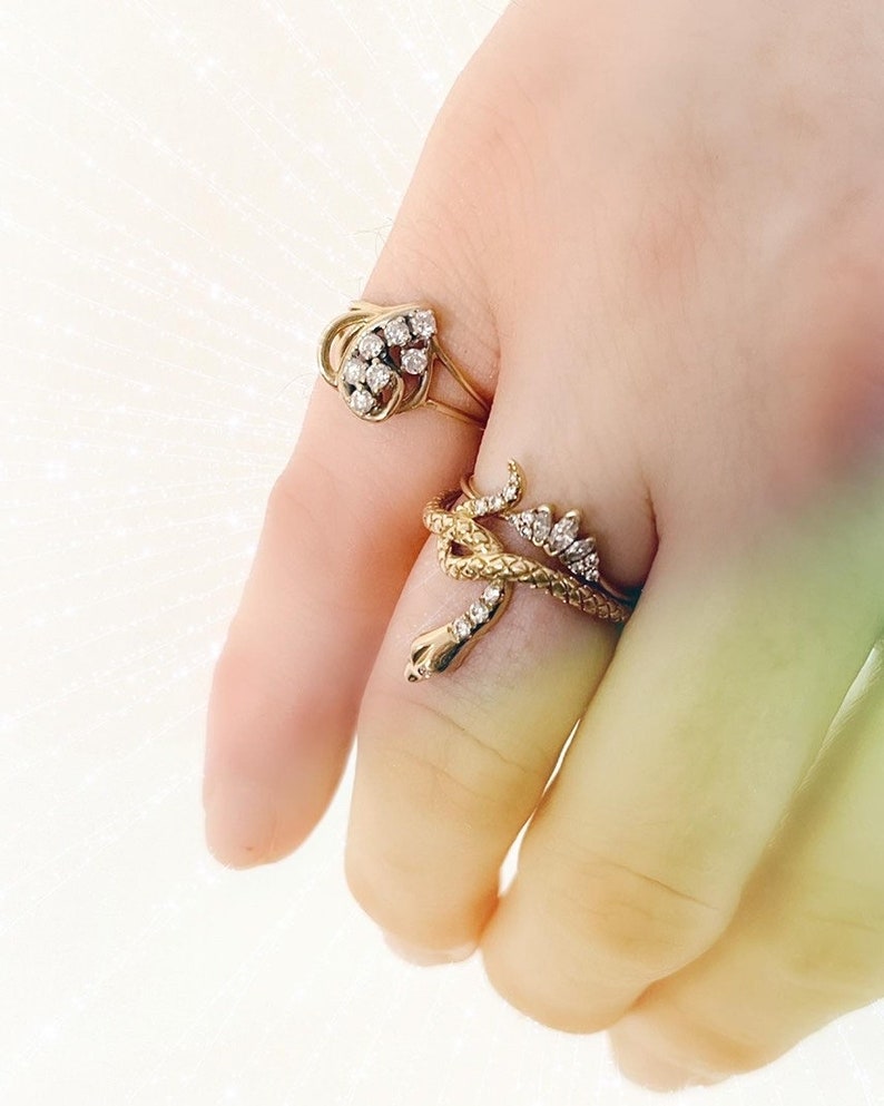 14k gold vintage diamond open heart ring