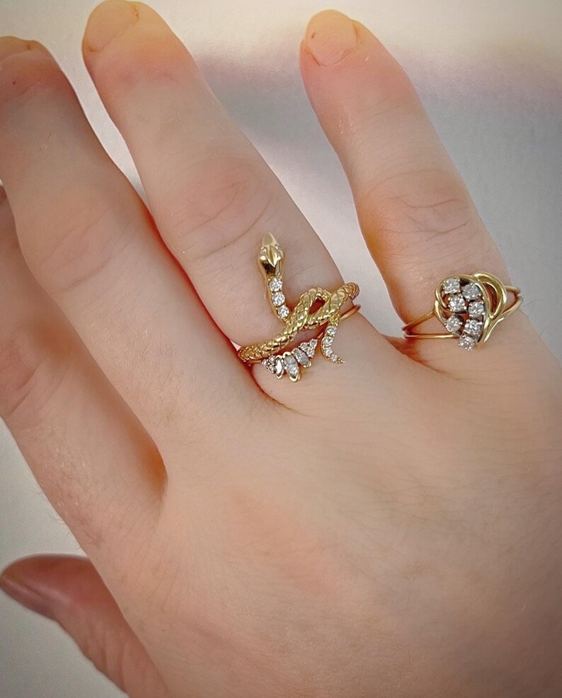 vintage heart ring 14k gold and diamonds