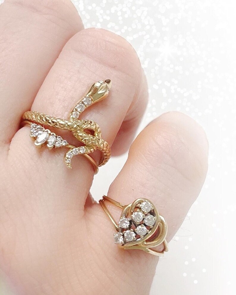 14k Gold Heart Diamond Ring Vintage Estate Jewelry