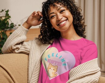 Feeline Cute Cat Shirt - Funny Feline Tee for Women