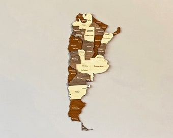 Wooden Argentina Map For Wall Art 3D Push Pin Travel Gift Home Office Decor