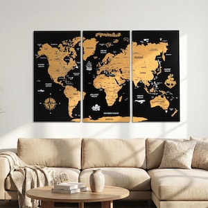 World Map Wall Art Push Pin Map Cork Board Travel Map Apartment Decor Housewarming Gift