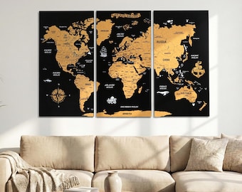 World Map Wall Art Push Pin Map Cork Board Travel Map Apartment Decor Housewarming Gift