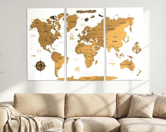 World Map Wall Art Push Pin Map Cork Board Travel Map Apartment Decor Housewarming Gift