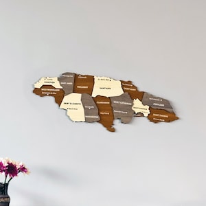 Houten Jamaica kaart muurkunst met spelden Kingston Travel Souvenir 3D Home Office Decor cadeau 5e verjaardag