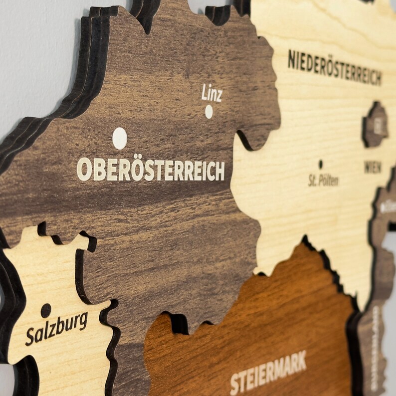 Vienna Pin Graphics Wooden Austria Map Wall Art With Pins Vienna Travel Souvenir 3D Home ...