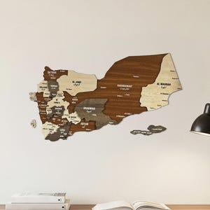 Houten kaart Jemen muurkunst met spelden Sanaa Travel Souvenir 3D Home Office Decor cadeau 5e verjaardag