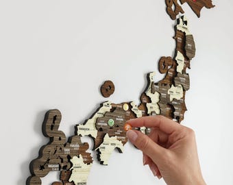 Wooden Japan Map For Wall Japanese Art Tokyo Wall Decor for Home, Kitchen or Office Travel Gift