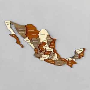 Houten Mexico-kaart kunst aan de muur met spelden New Mexico reizen souvenir 3D Home Office Decor cadeau 5e verjaardag