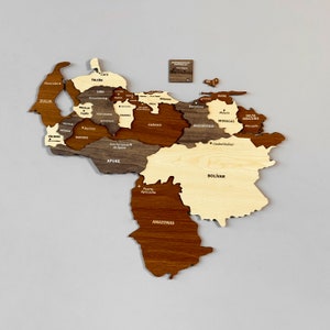 Carte du Venezuela en bois, décoration murale avec épingles, Caracas, souvenir de voyage, décoration de bureau à domicile 3D, cadeau de Noël
