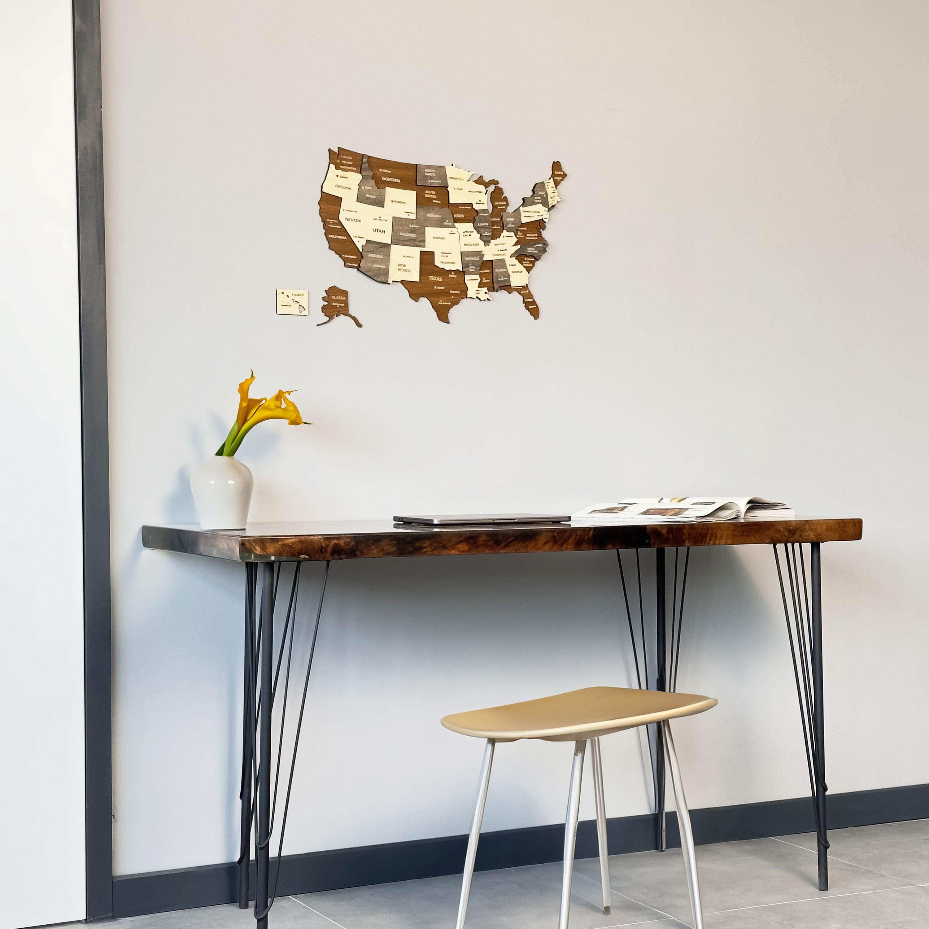 Wooden United States Map Wall Art USA Push Pin Travel Souvenir 3D Home ...